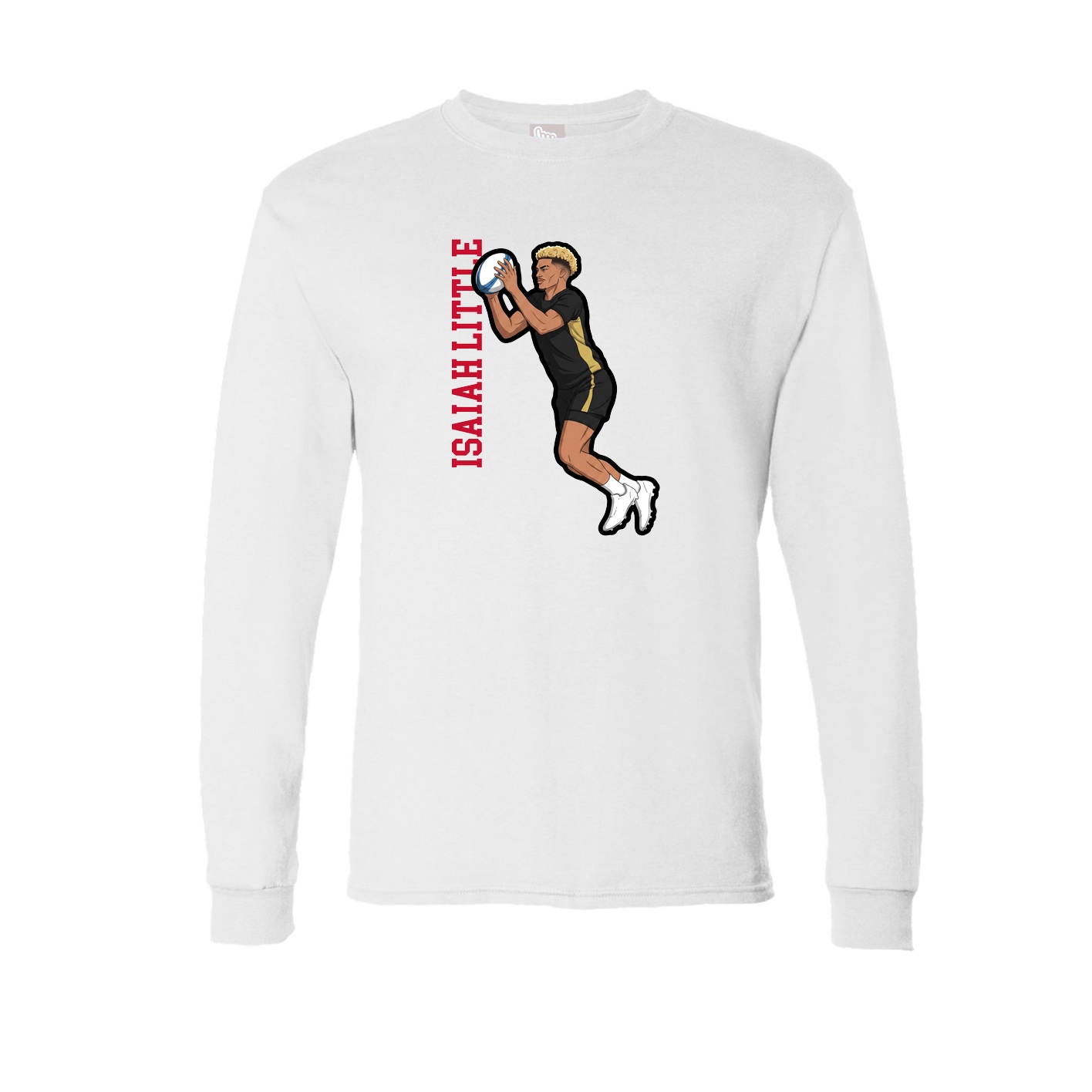 Long Sleeve Tee — Name Vertical in White