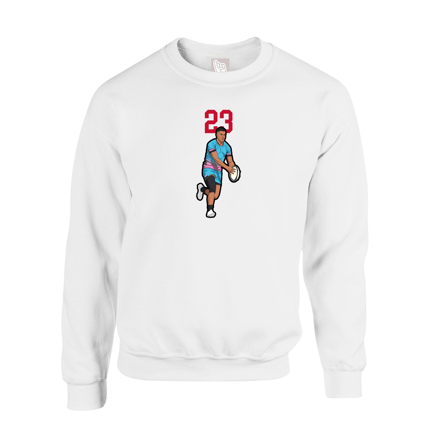 Fleece Crew — Number Top in White