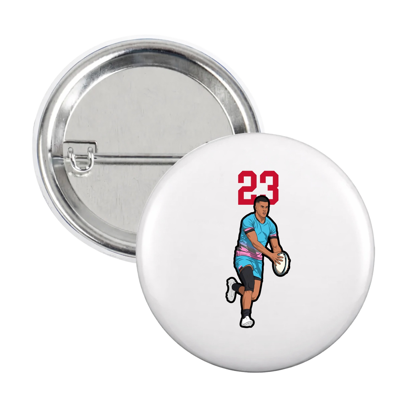 Game Day Button — Number Top in White