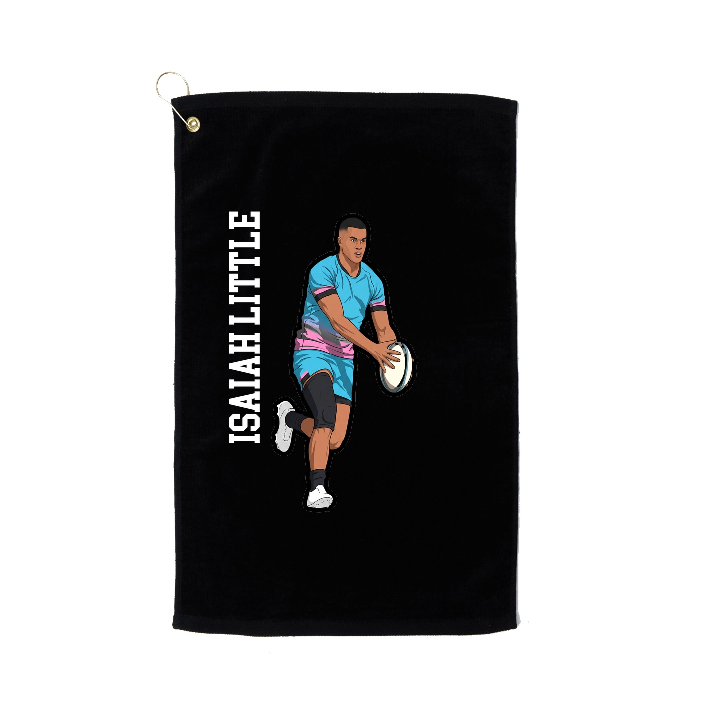 Golf Towel — Name Vertical in Black
