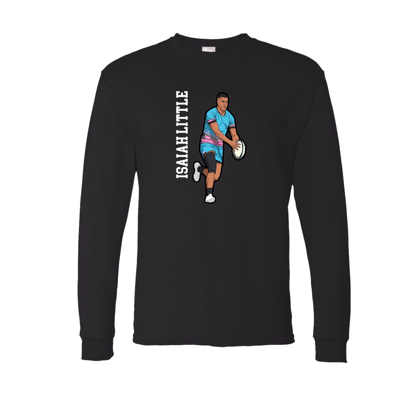 Long Sleeve Tee — Name Vertical in Black
