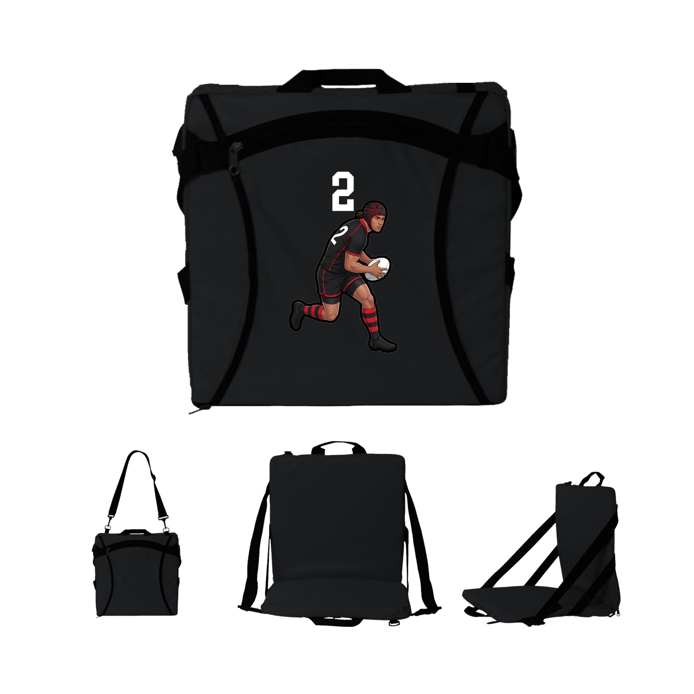 Folding Stadium Seat — Number Top in Black