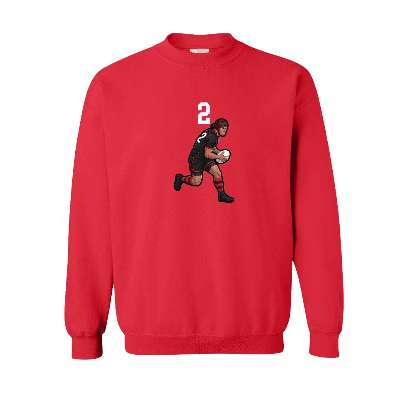 Fleece Crew — Number Top in Red