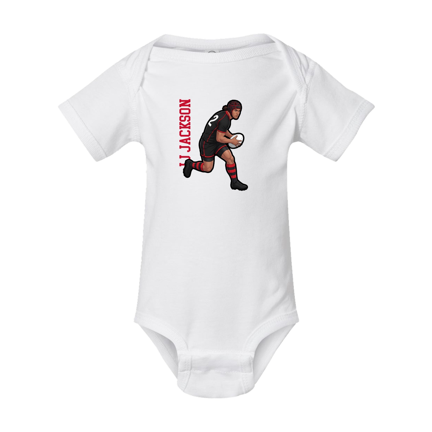 Baby Onesie — Name Vertical in White