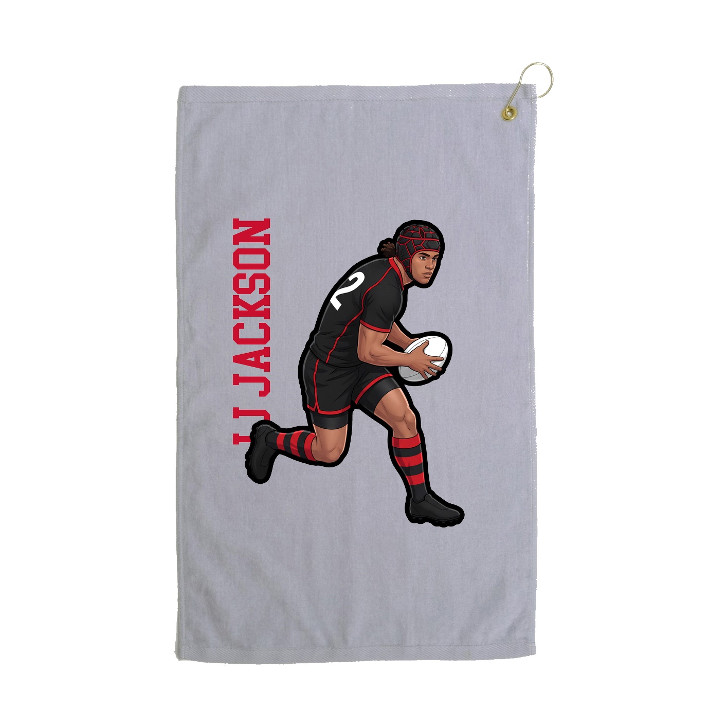 Golf Towel — Name Vertical in Grey