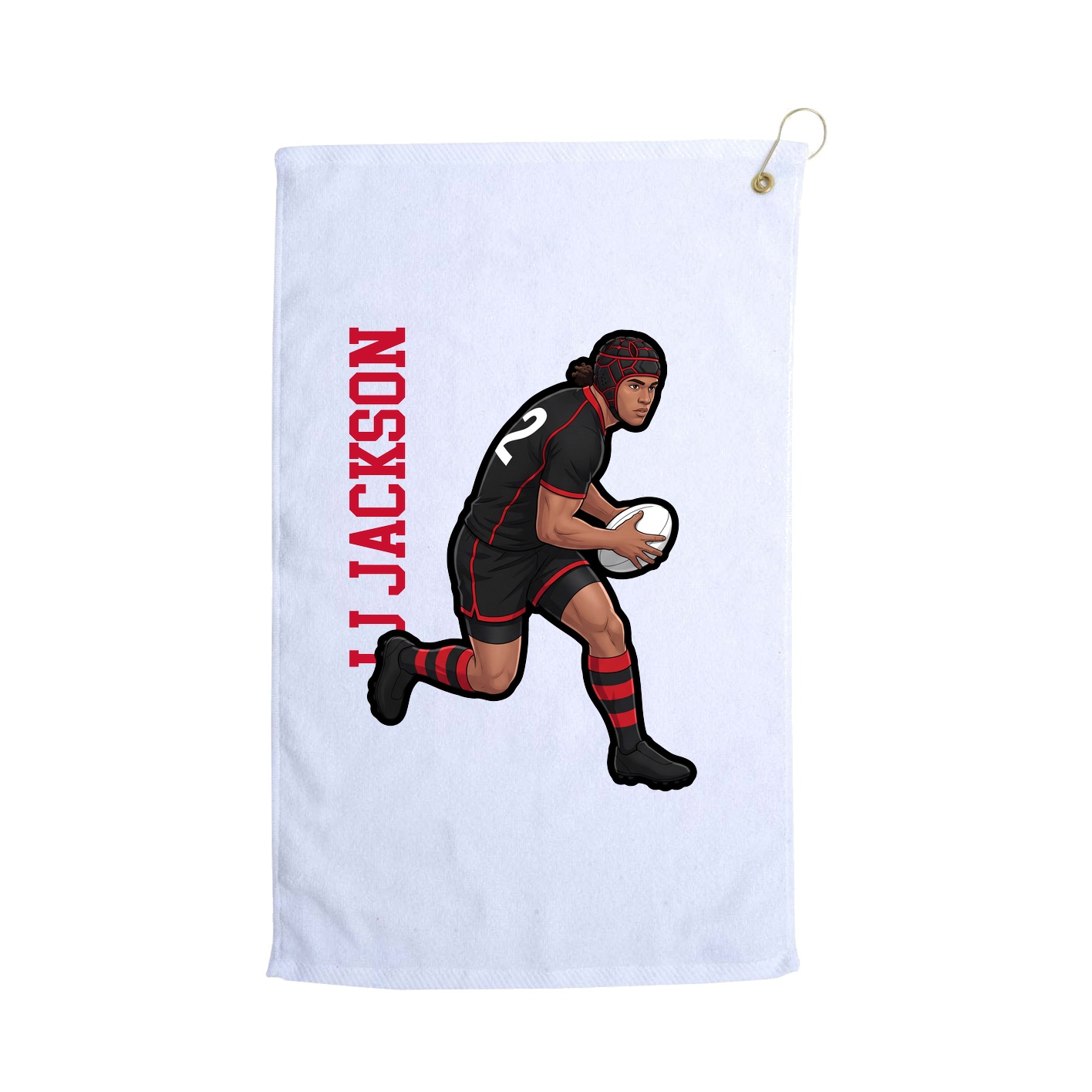 Golf Towel — Name Vertical in White