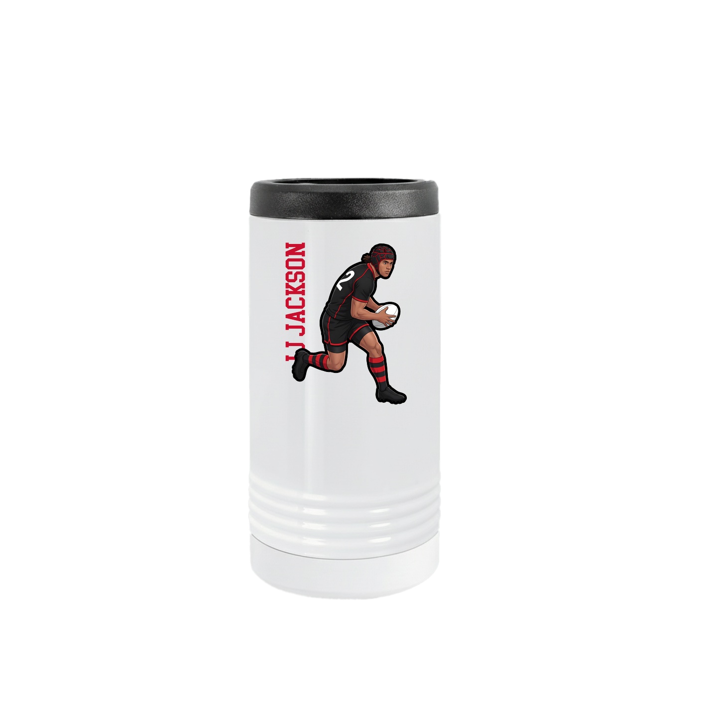 Slim Beverage Holder — Name Vertical in White