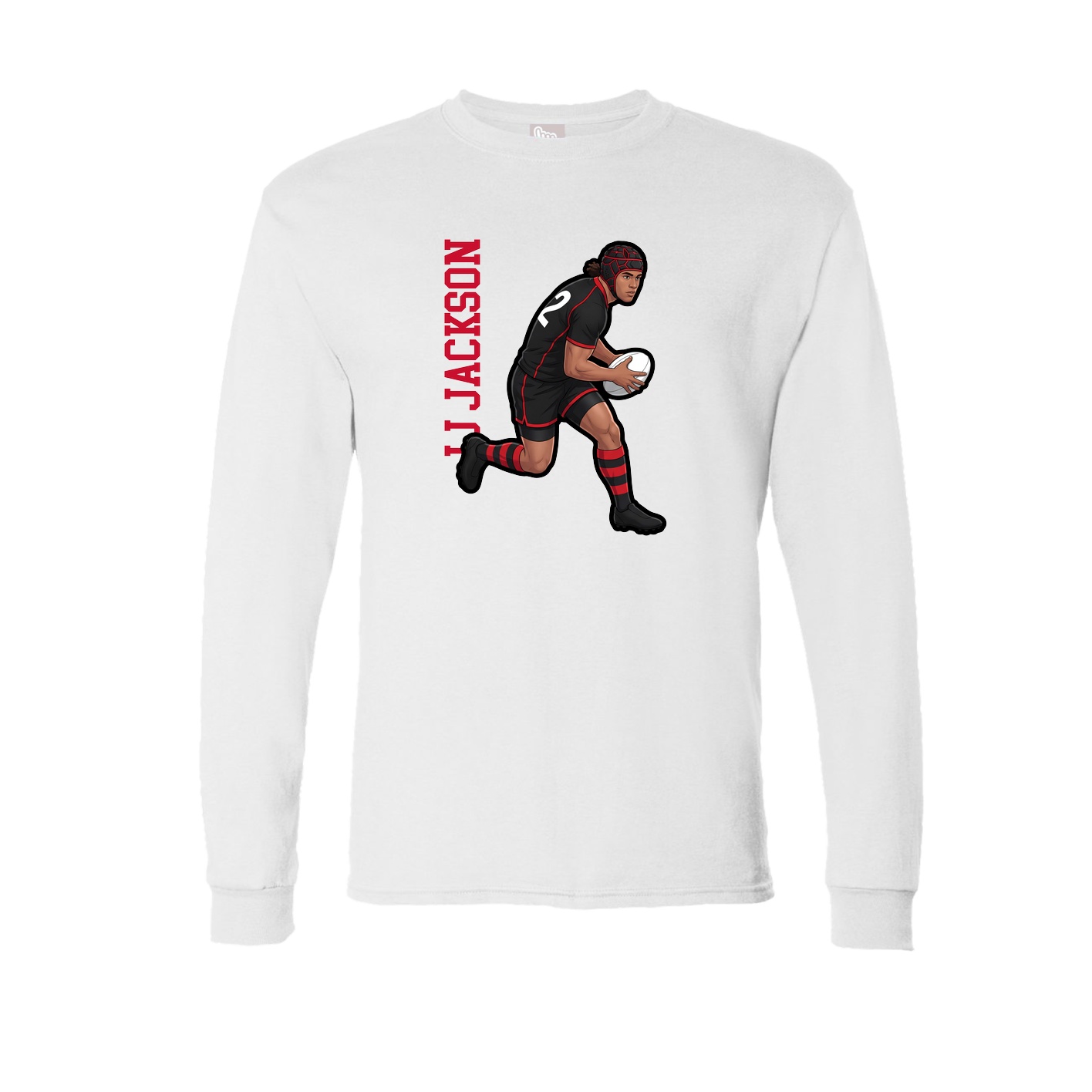Long Sleeve Tee — Name Vertical in White