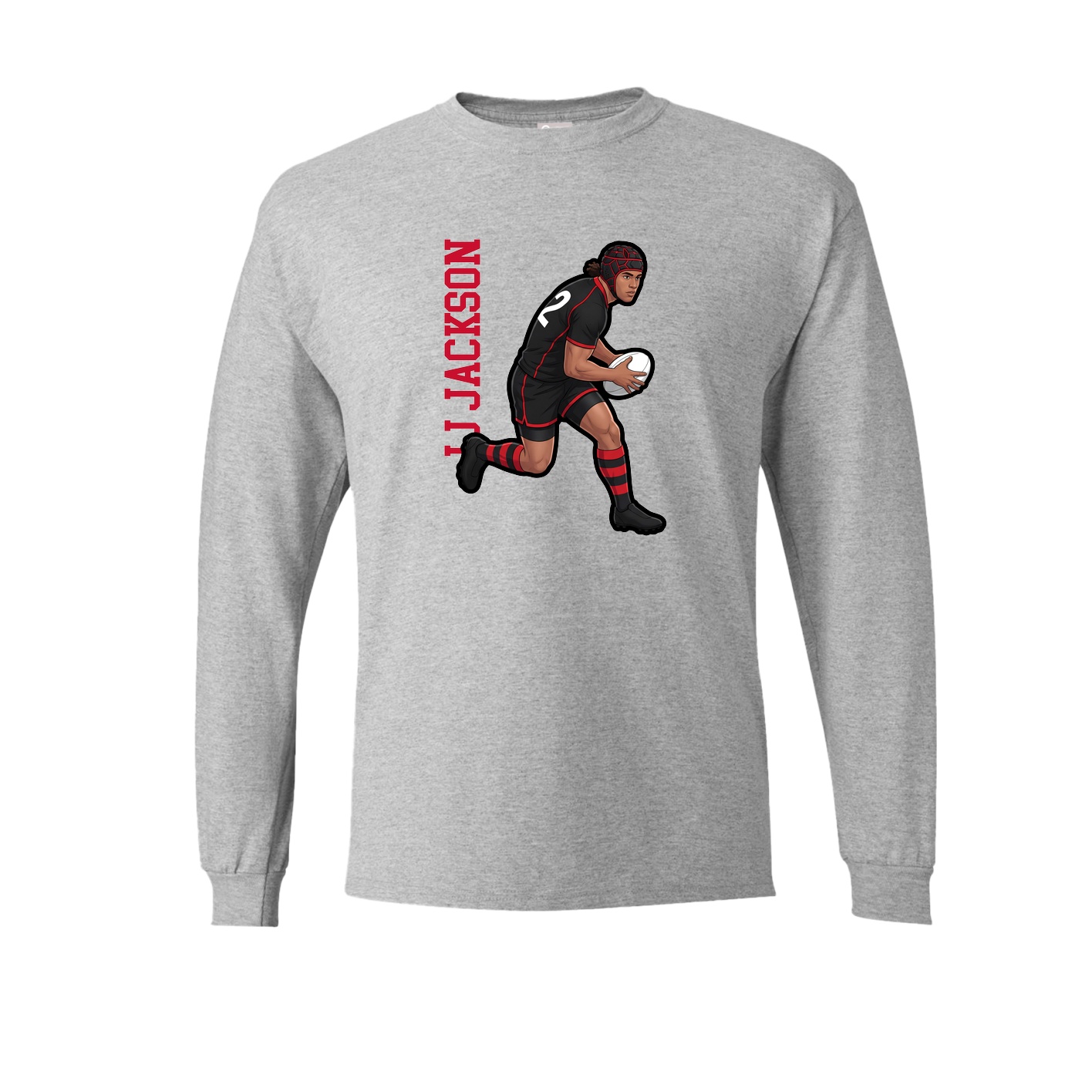 Long Sleeve Tee — Name Vertical in Grey