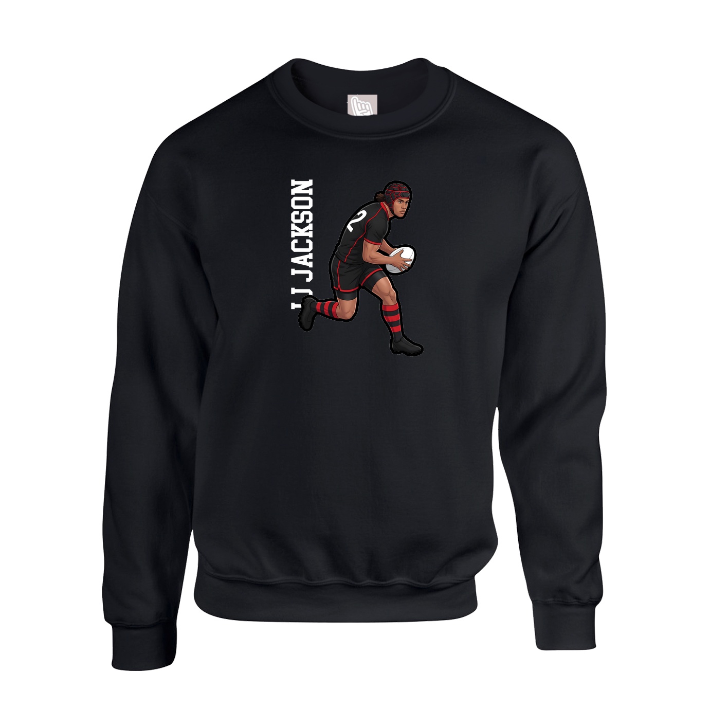 Fleece Crew — Name Vertical in Black