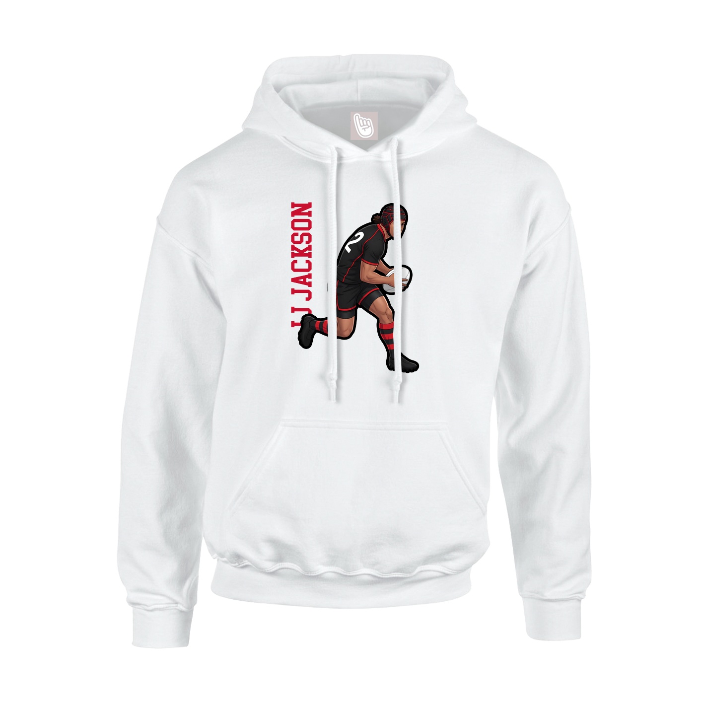 Youth Hoodie — Name Vertical in White
