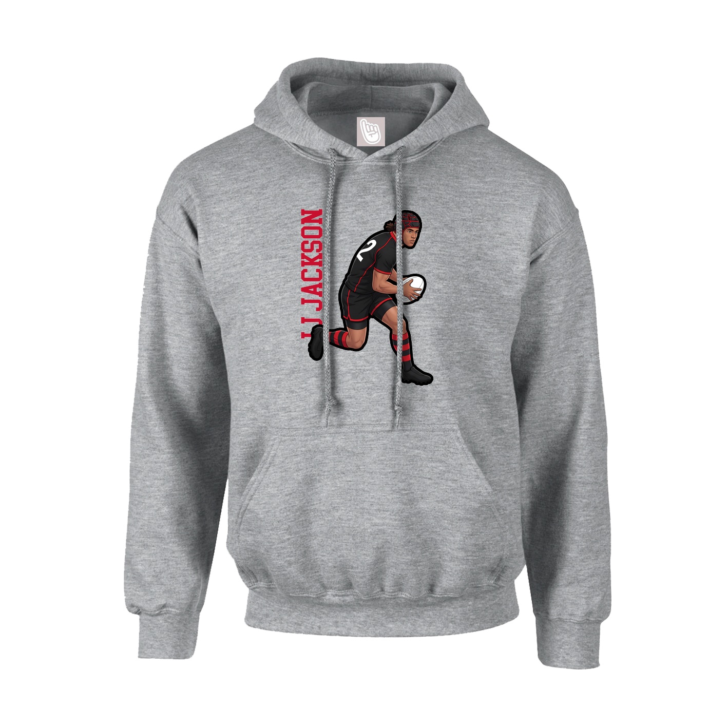Youth Hoodie — Name Vertical in Grey