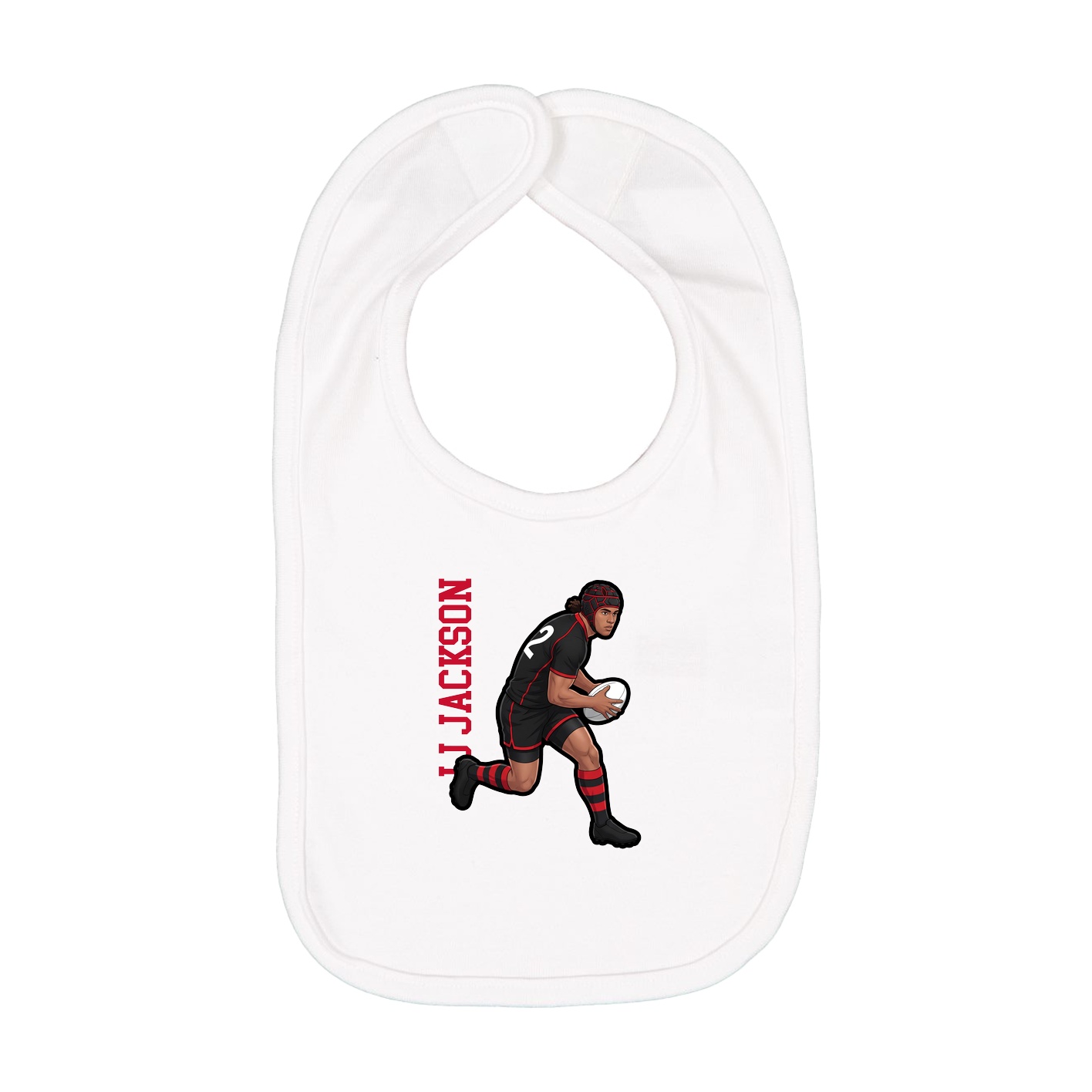 Infant Bib — Name Vertical in White