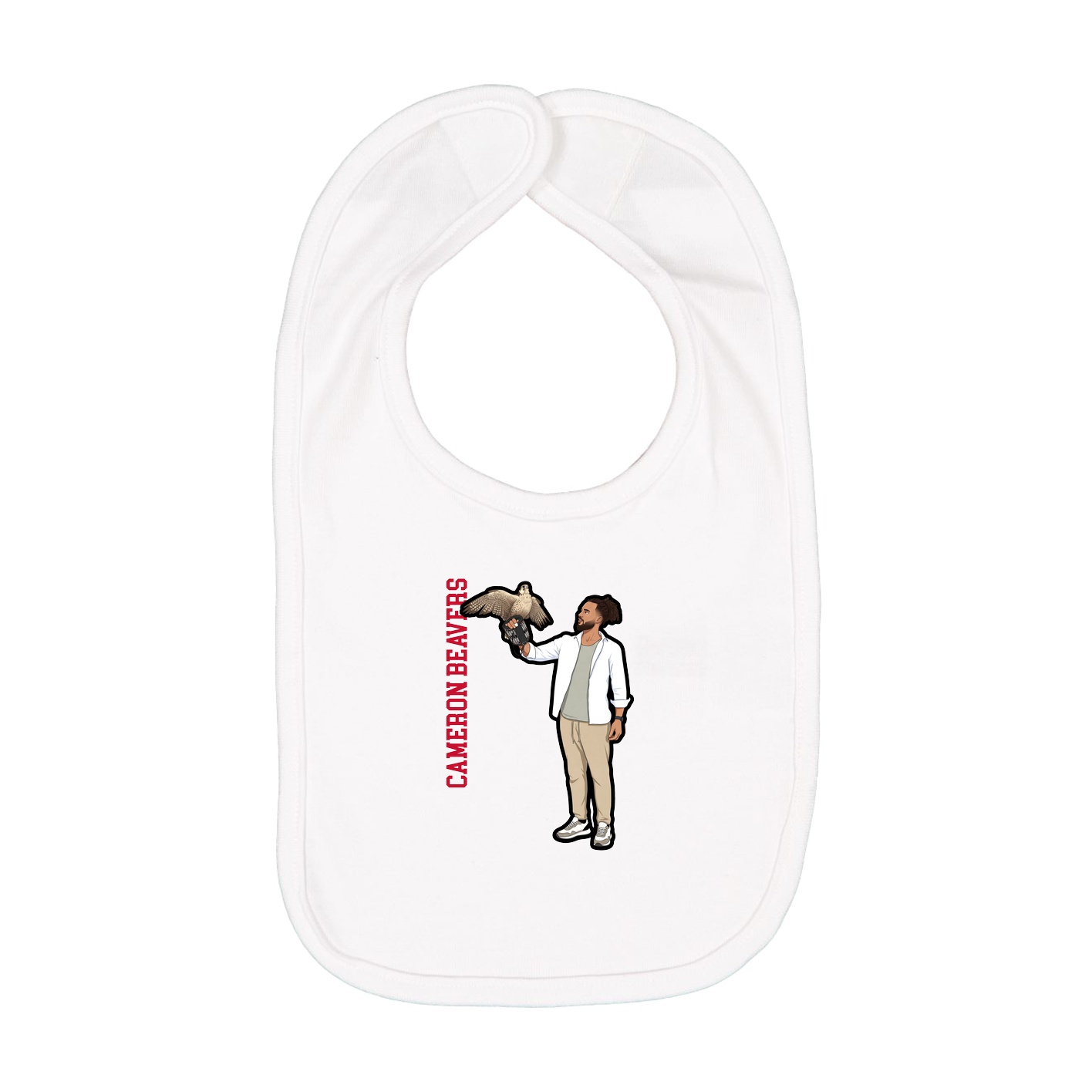 Infant Bib — Name Vertical in White