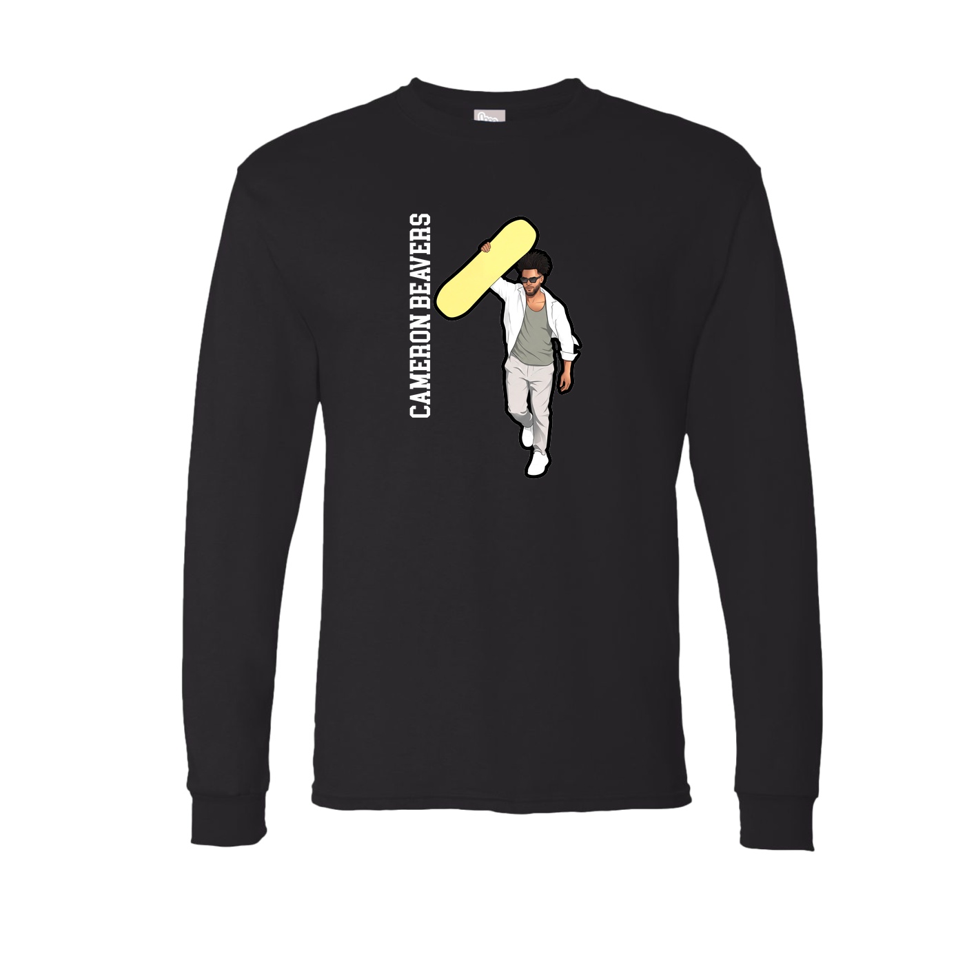 Long Sleeve Tee — Name Vertical in Black