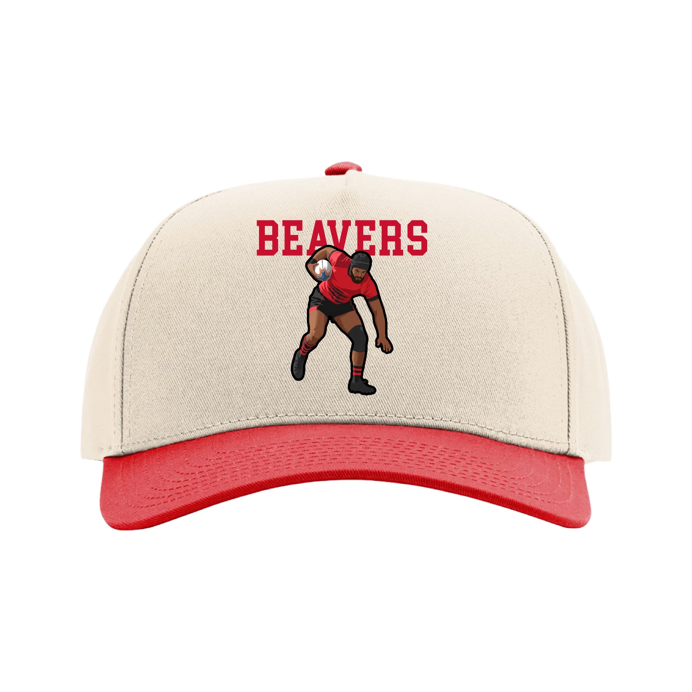 Full Fabric Five-Panel Champ Cap — Shirsey in Cream/Red