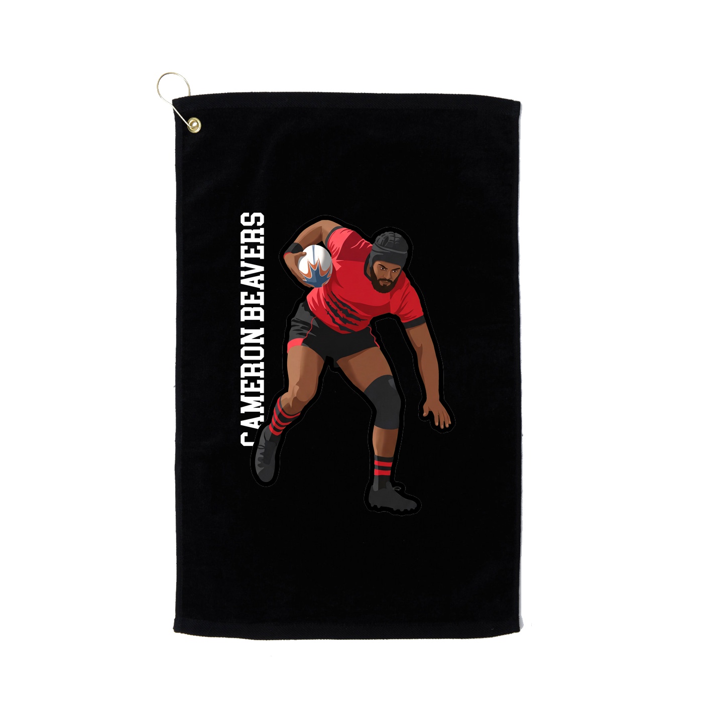 Golf Towel — Name Vertical in Black