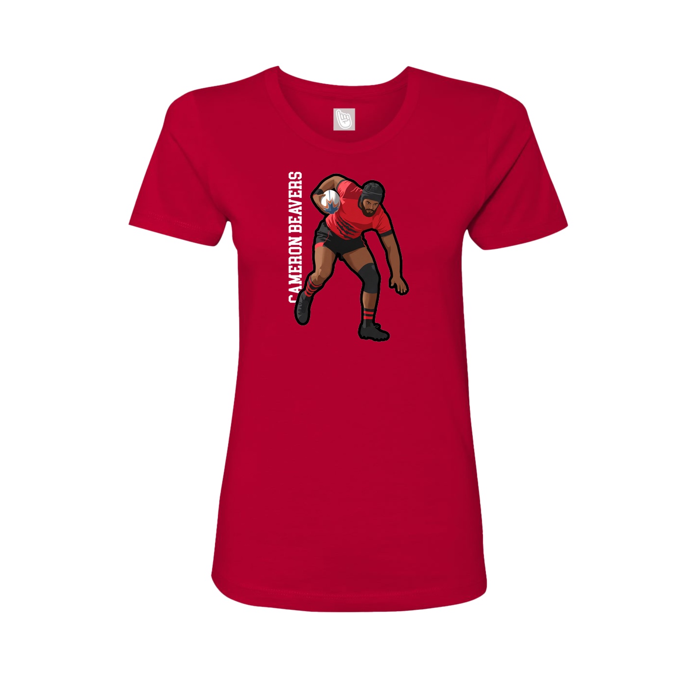 Fitted Women's Tee — Name Vertical in Red