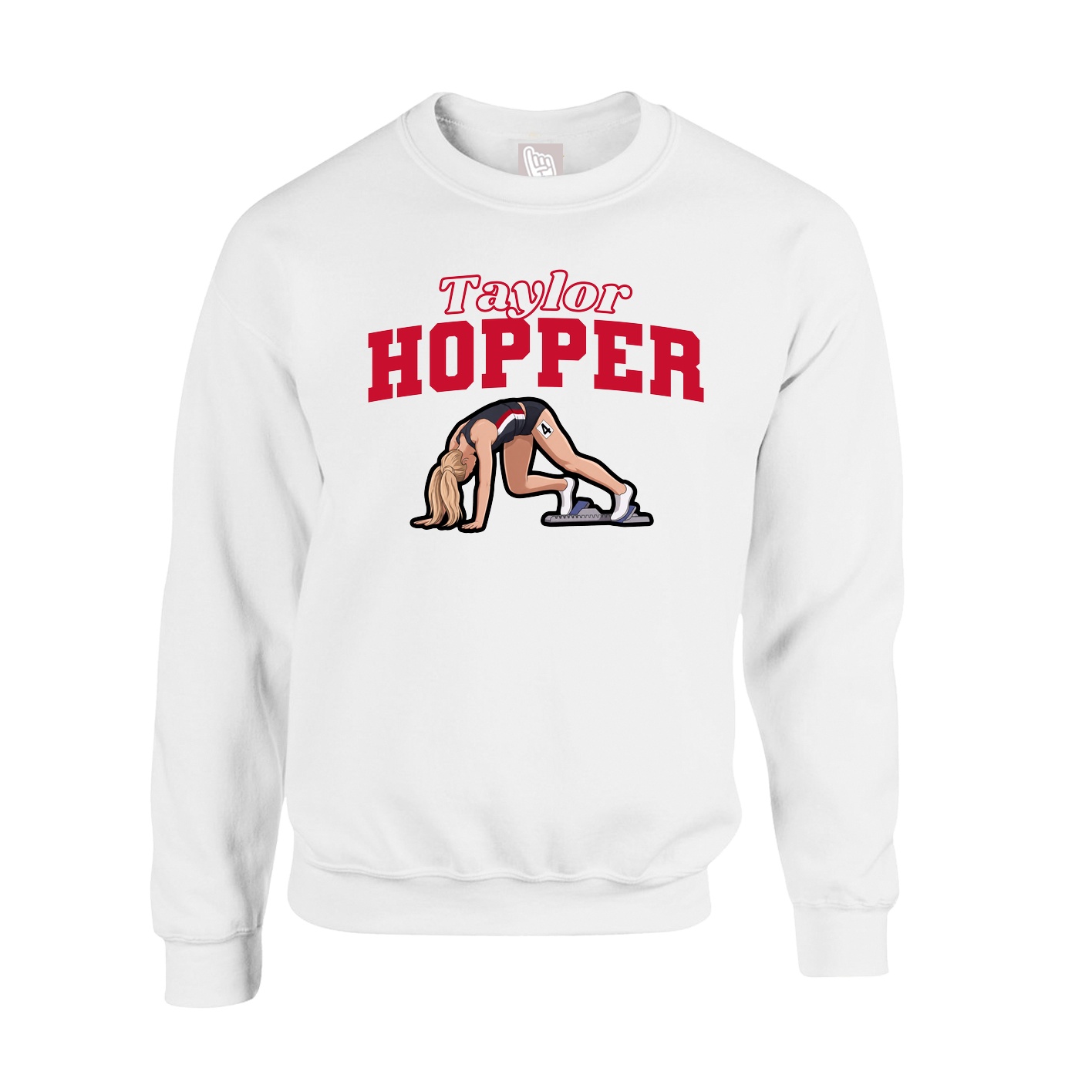 Fleece Crew — Name Arch in White