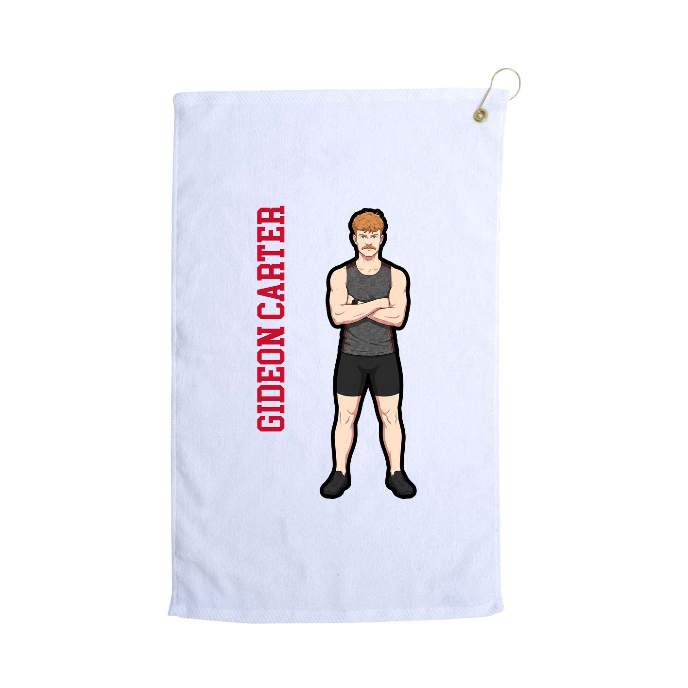 Golf Towel — Name Vertical in White