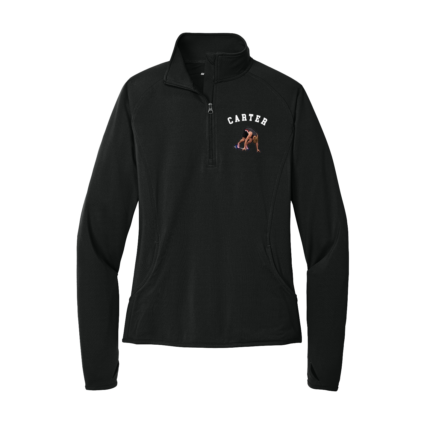 Women's Q-Zip Pullover — Shirsey Arch in Black