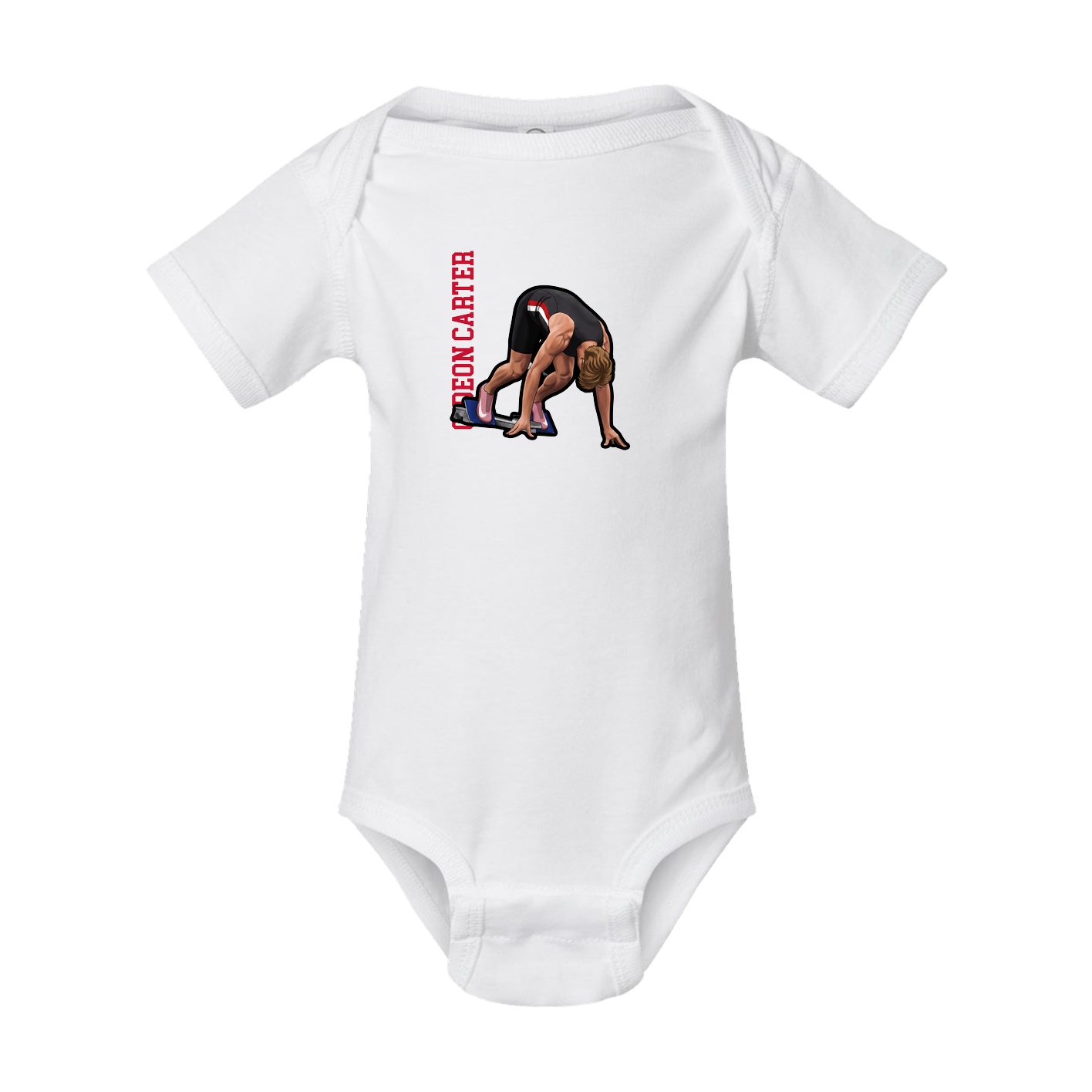 Baby Onesie — Name Vertical in White