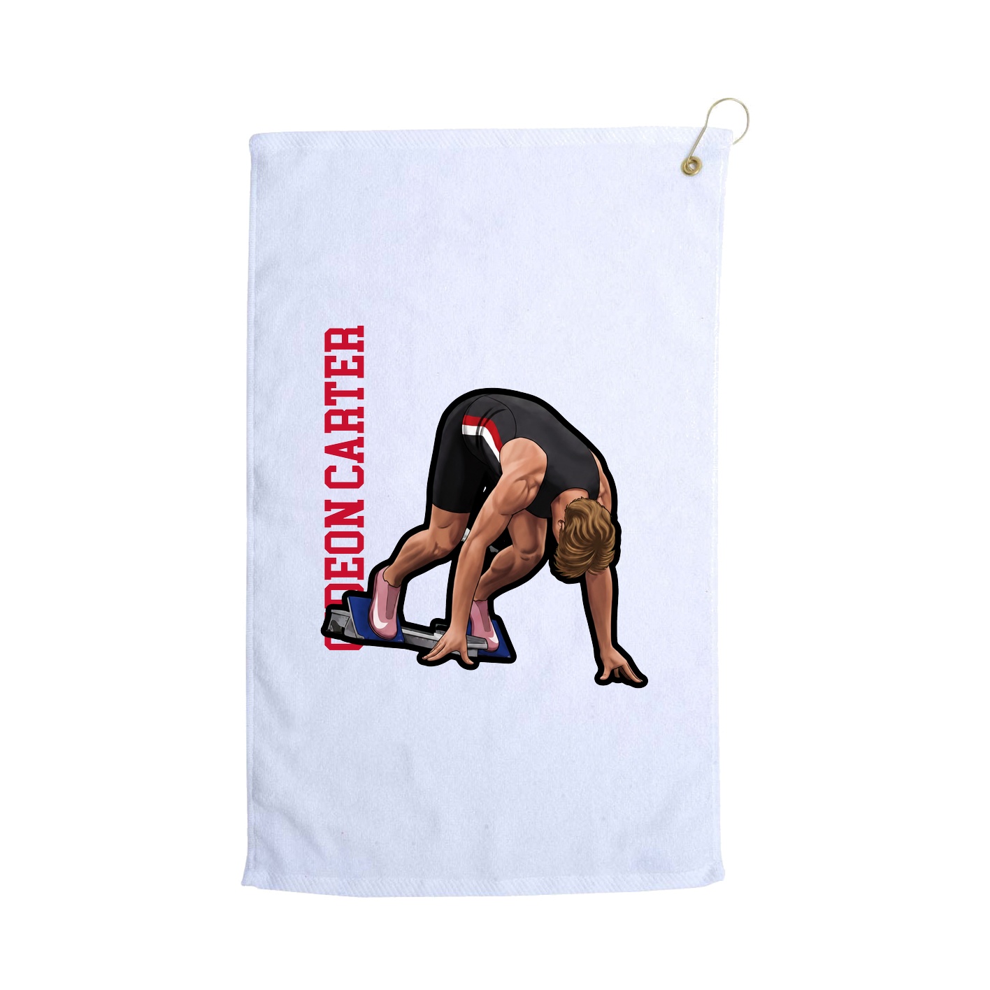 Golf Towel — Name Vertical in White