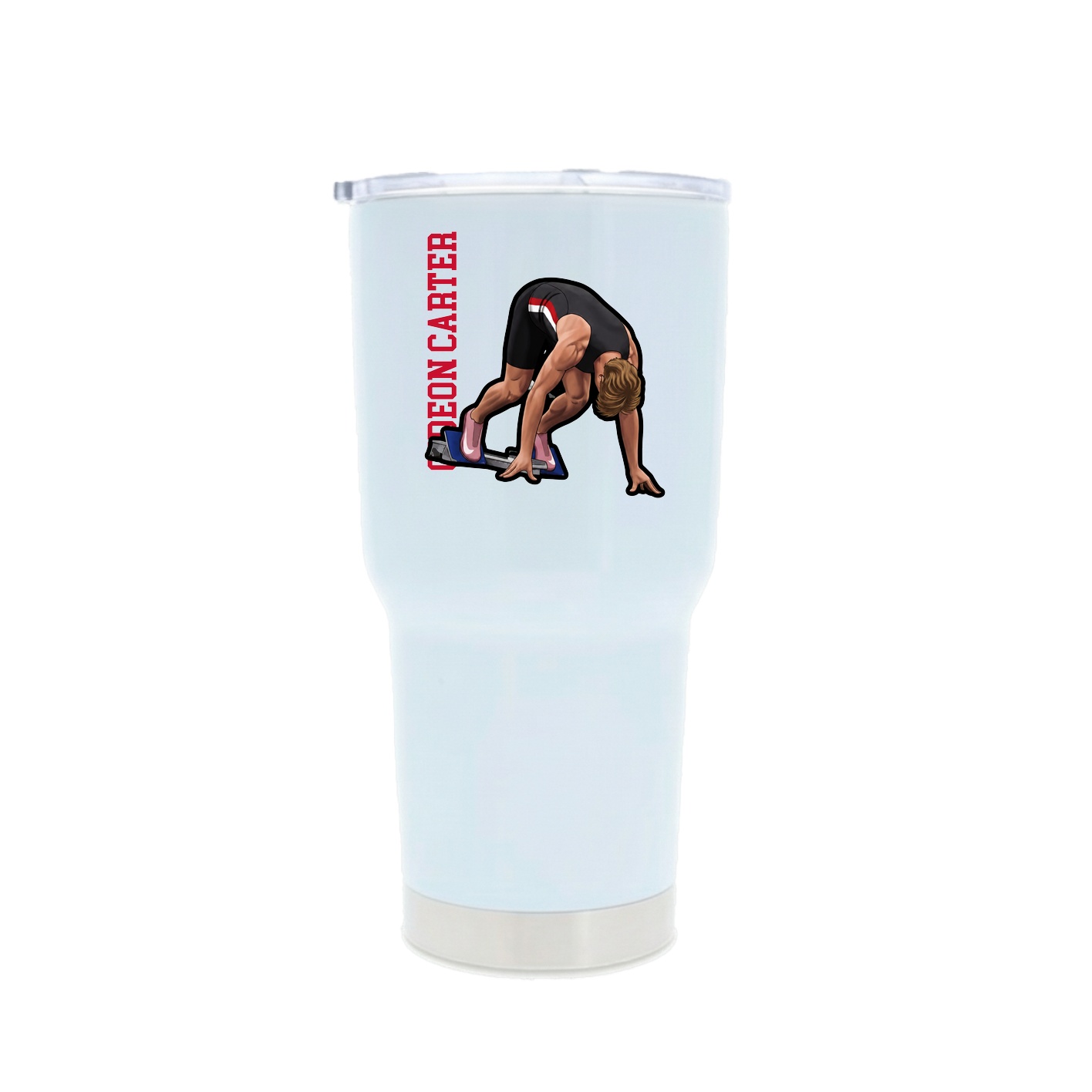 30oz Stainless Steel Tumbler — Name Vertical in White