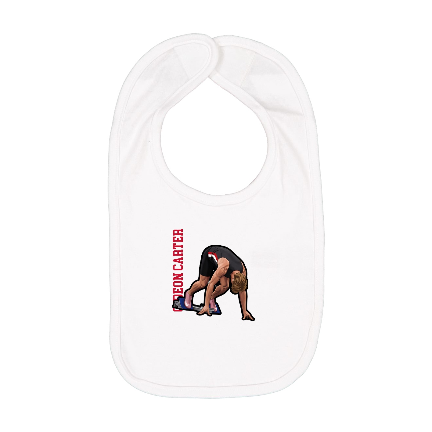 Infant Bib — Name Vertical in White