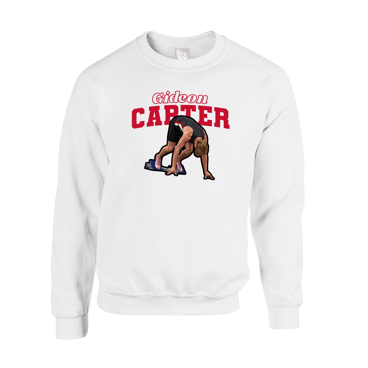 Fleece Crew — Name Arch in White