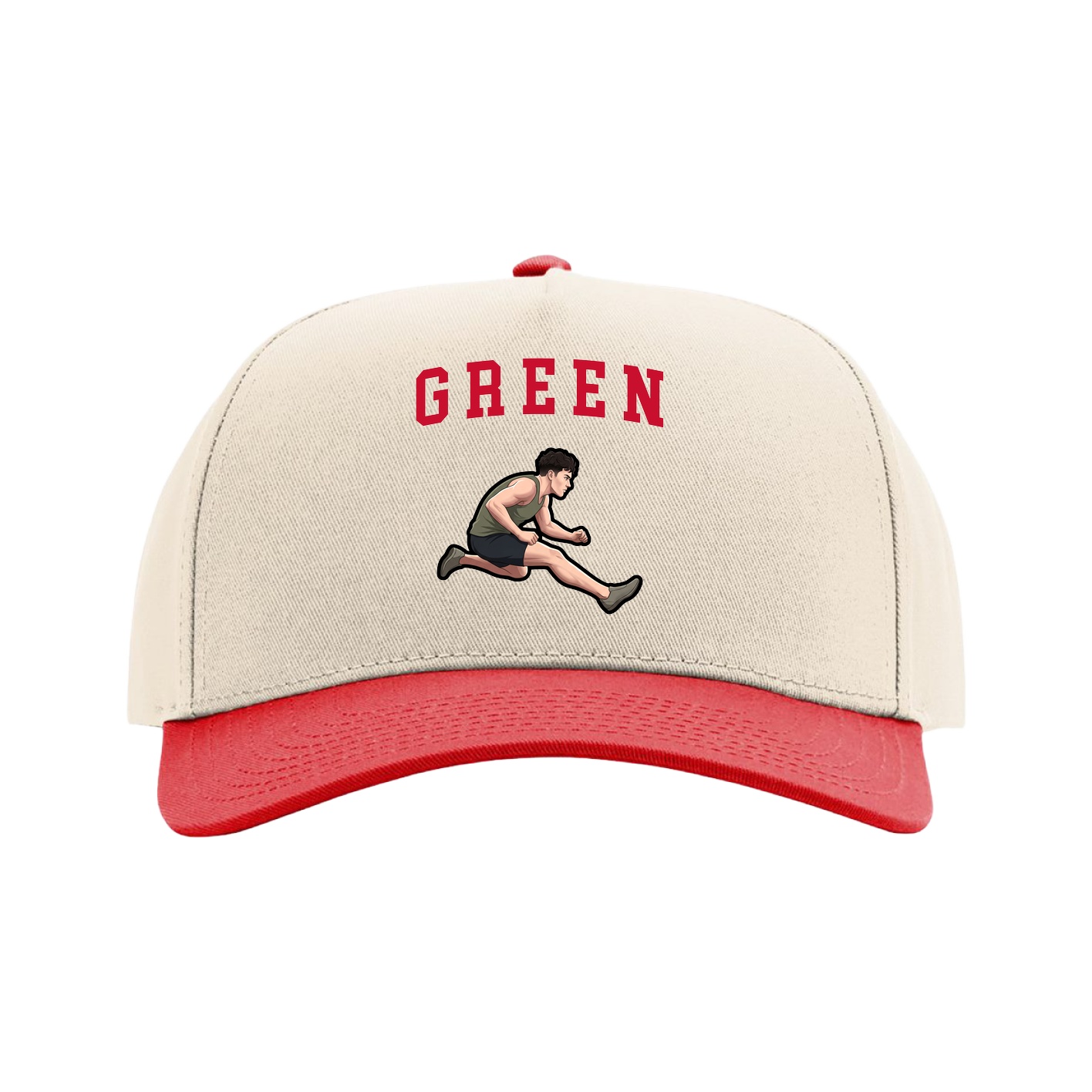 Full Fabric Five-Panel Champ Cap — Shirsey in Cream/Red