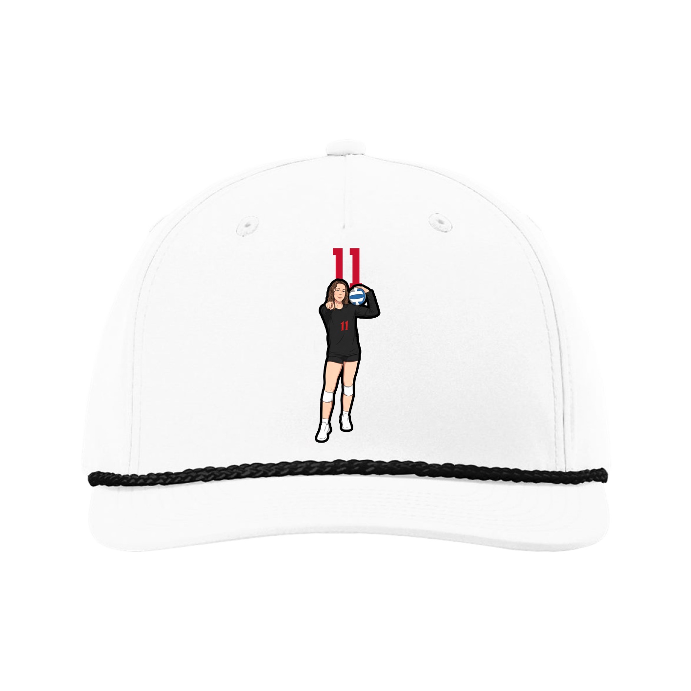 Five-Panel Classic Rope Cap — Number Top in White