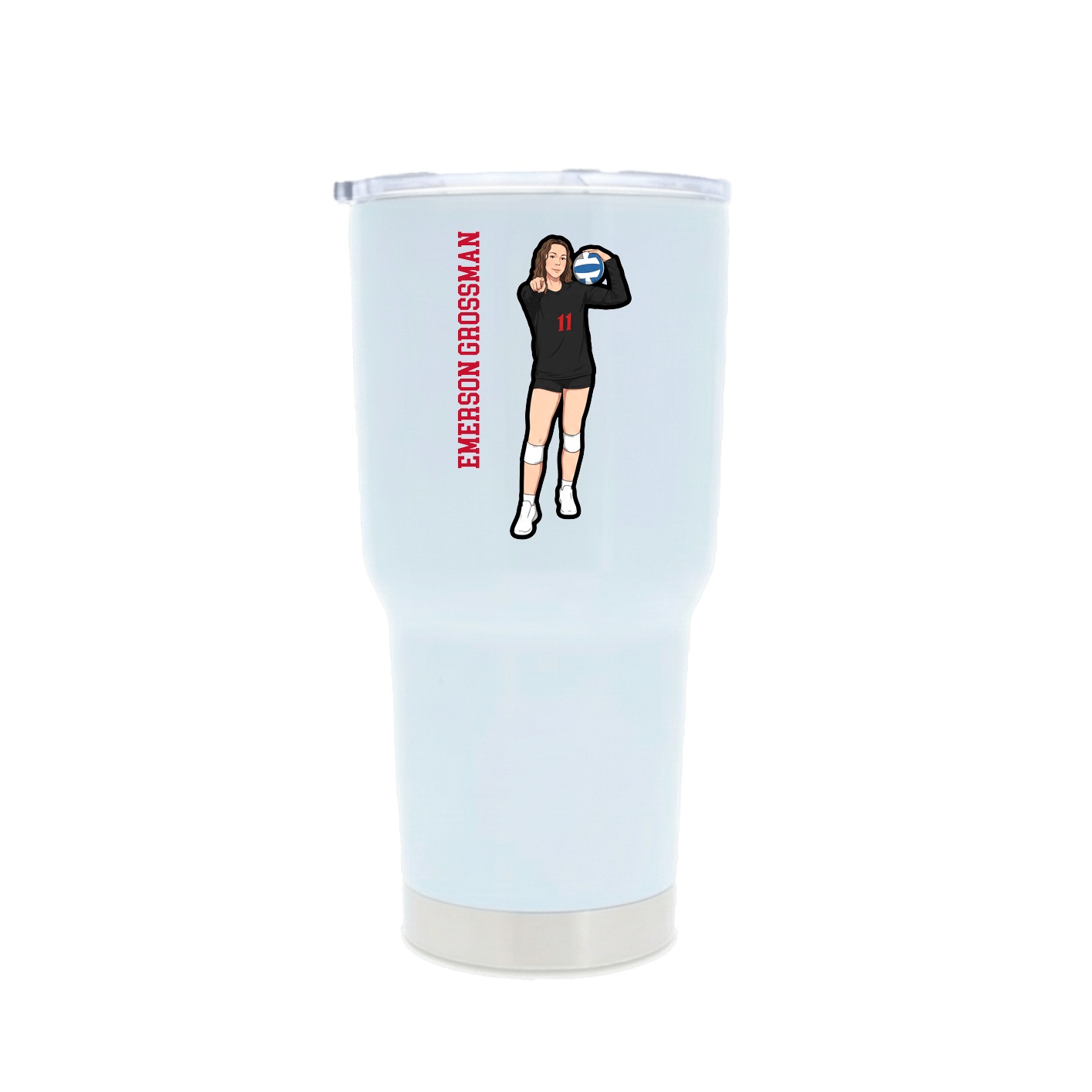 30oz Stainless Steel Tumbler — Name Vertical in White
