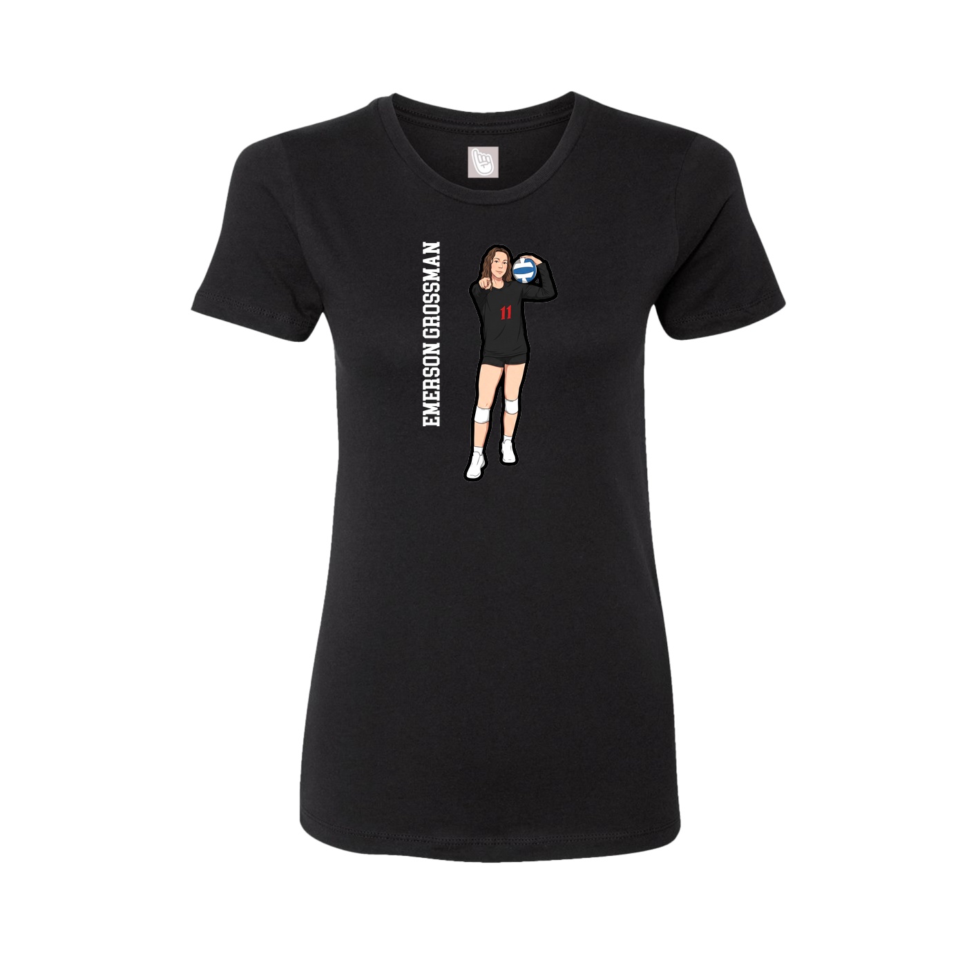 Womens Tee — Name Vertical in Black
