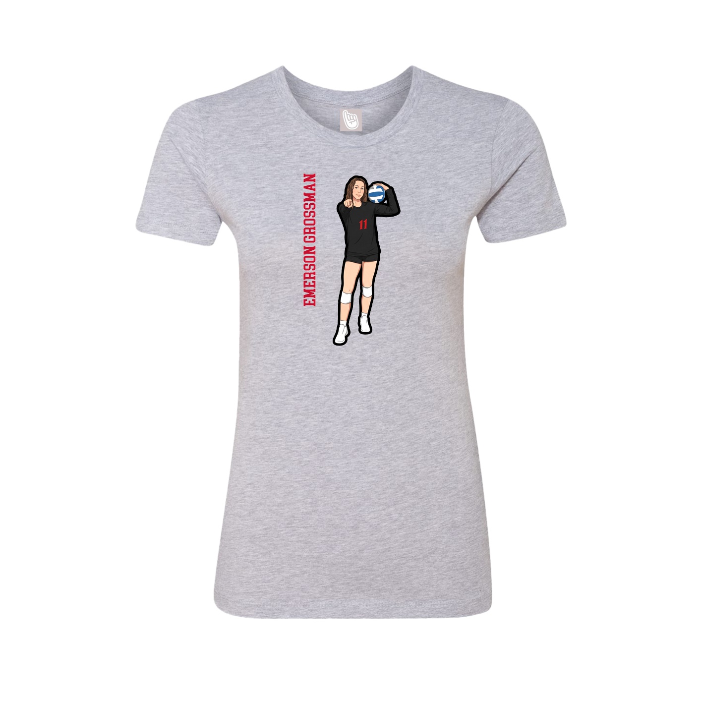 Womens Tee — Name Vertical in Grey