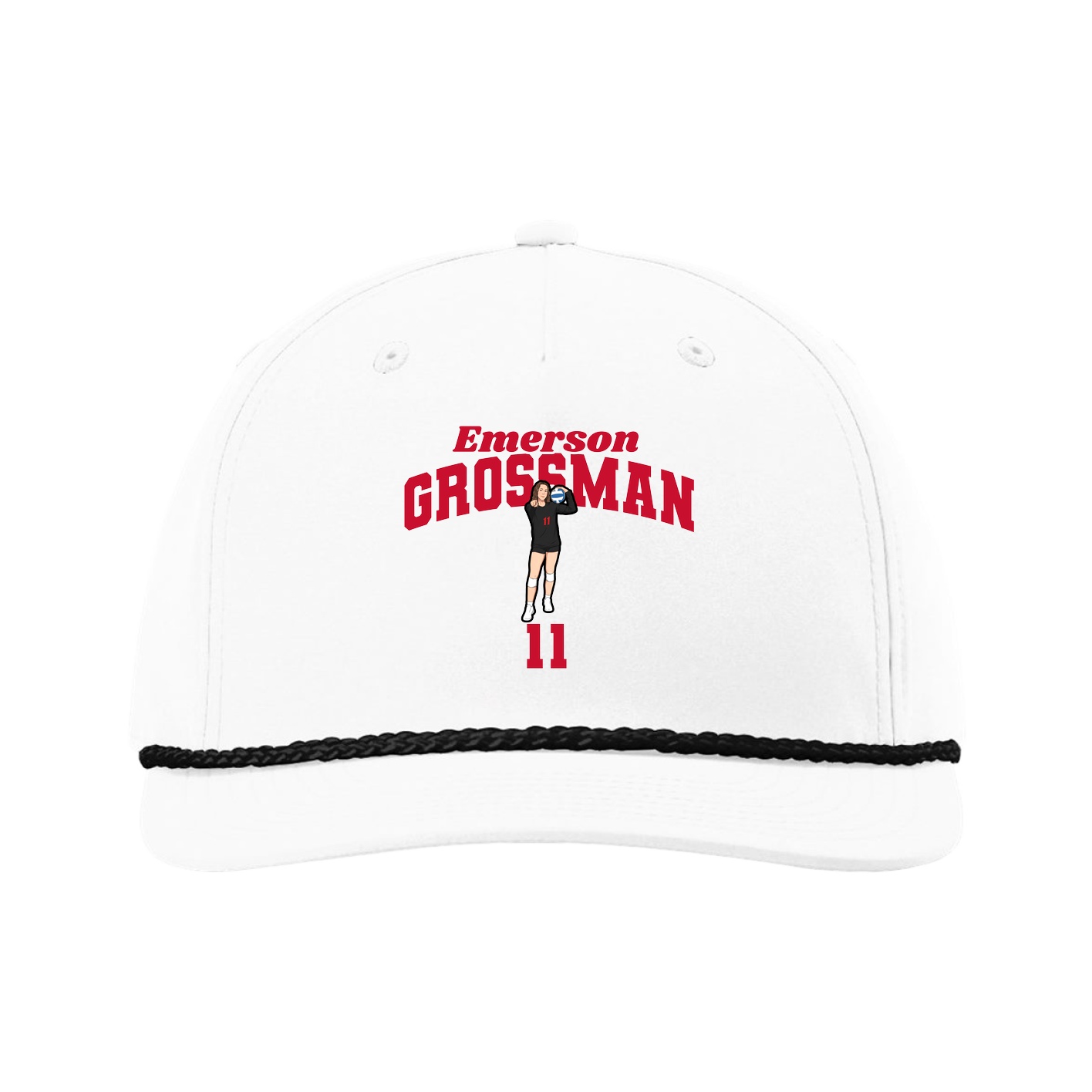 Five-Panel Classic Rope Cap — Signature Arch in White