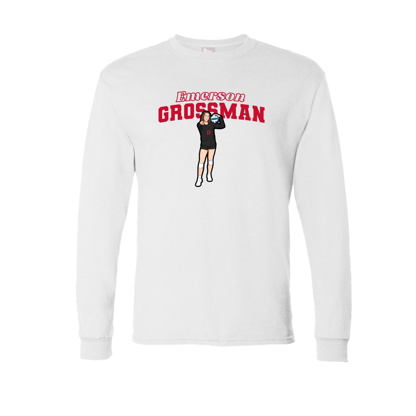 Long Sleeve Tee — Name Arch in White