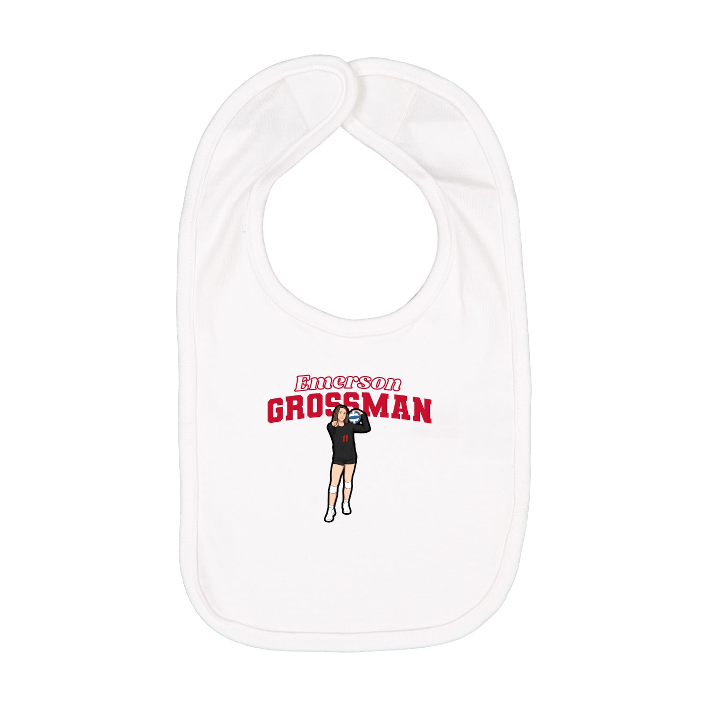 Infant Bib — Name Arch in White