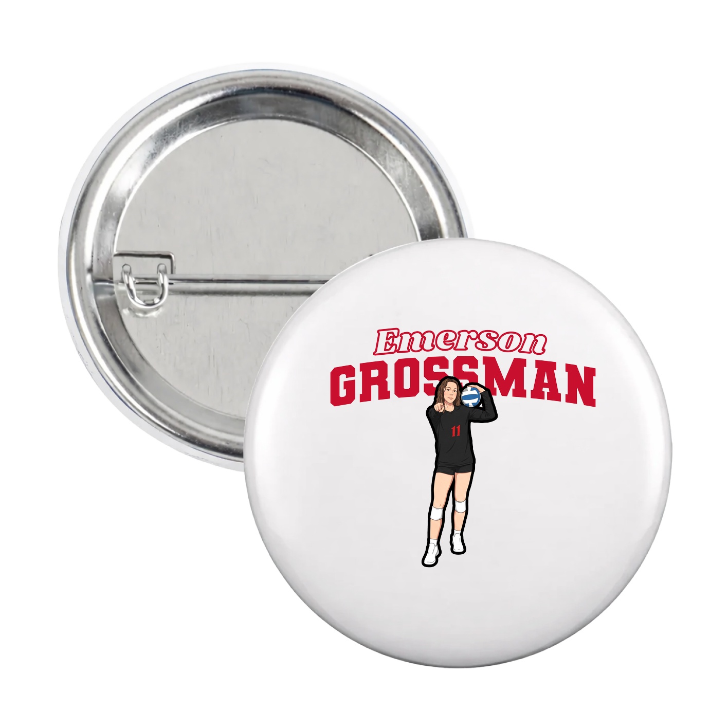 Game Day Button — Name Arch in White