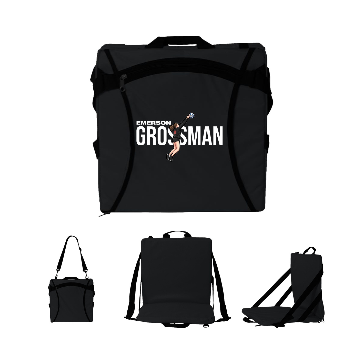 Folding Stadium Seat — Player Name in Black