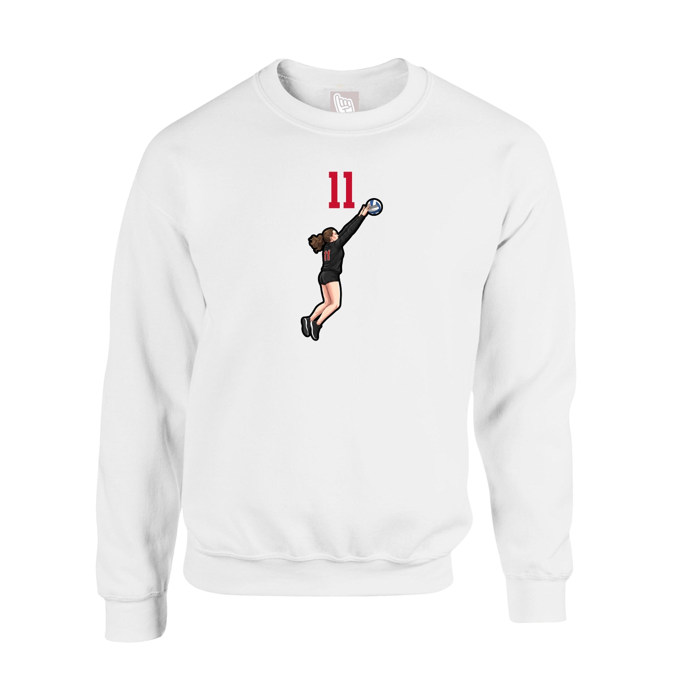 Fleece Crew — Number Top in White