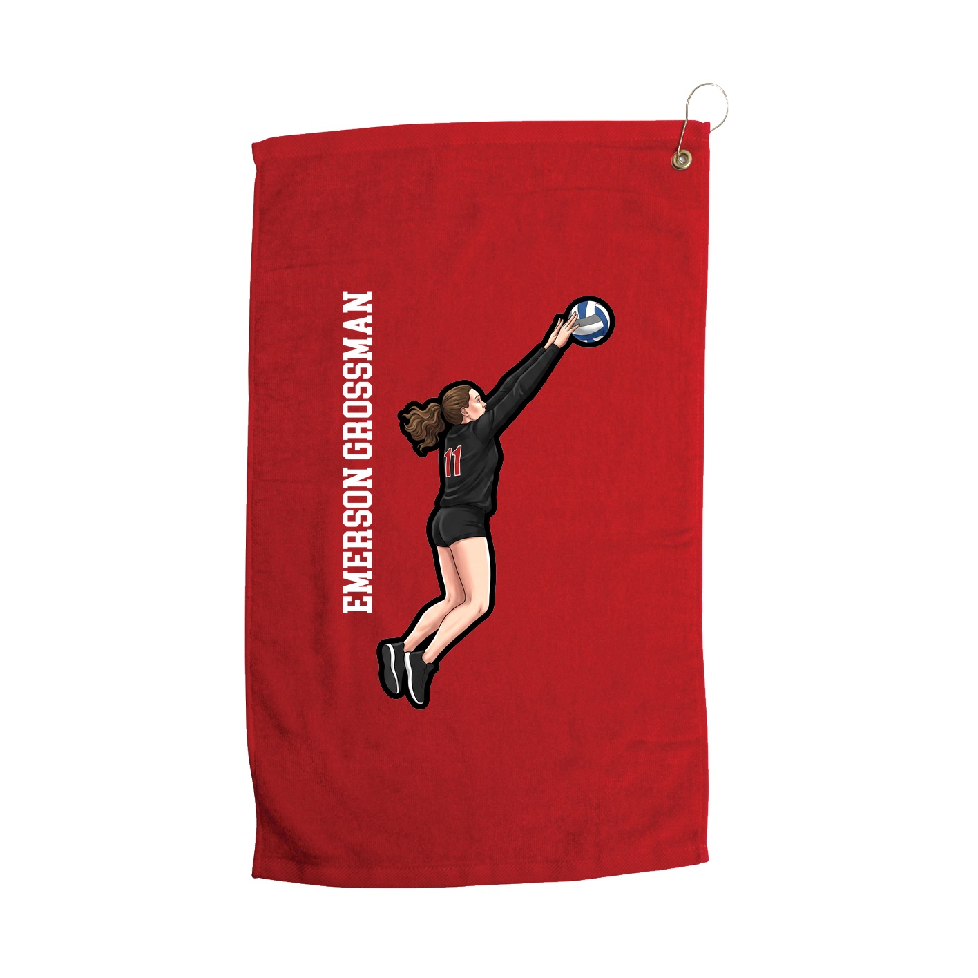 Golf Towel — Name Vertical in Red