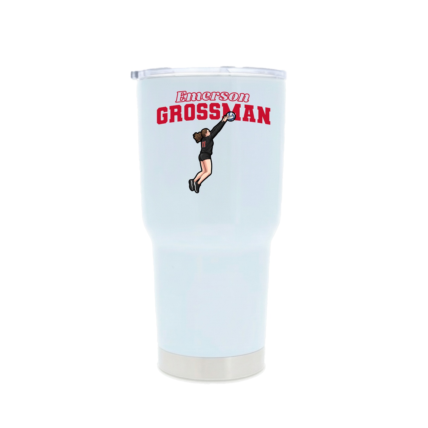 30oz Stainless Steel Tumbler — Name Arch in White