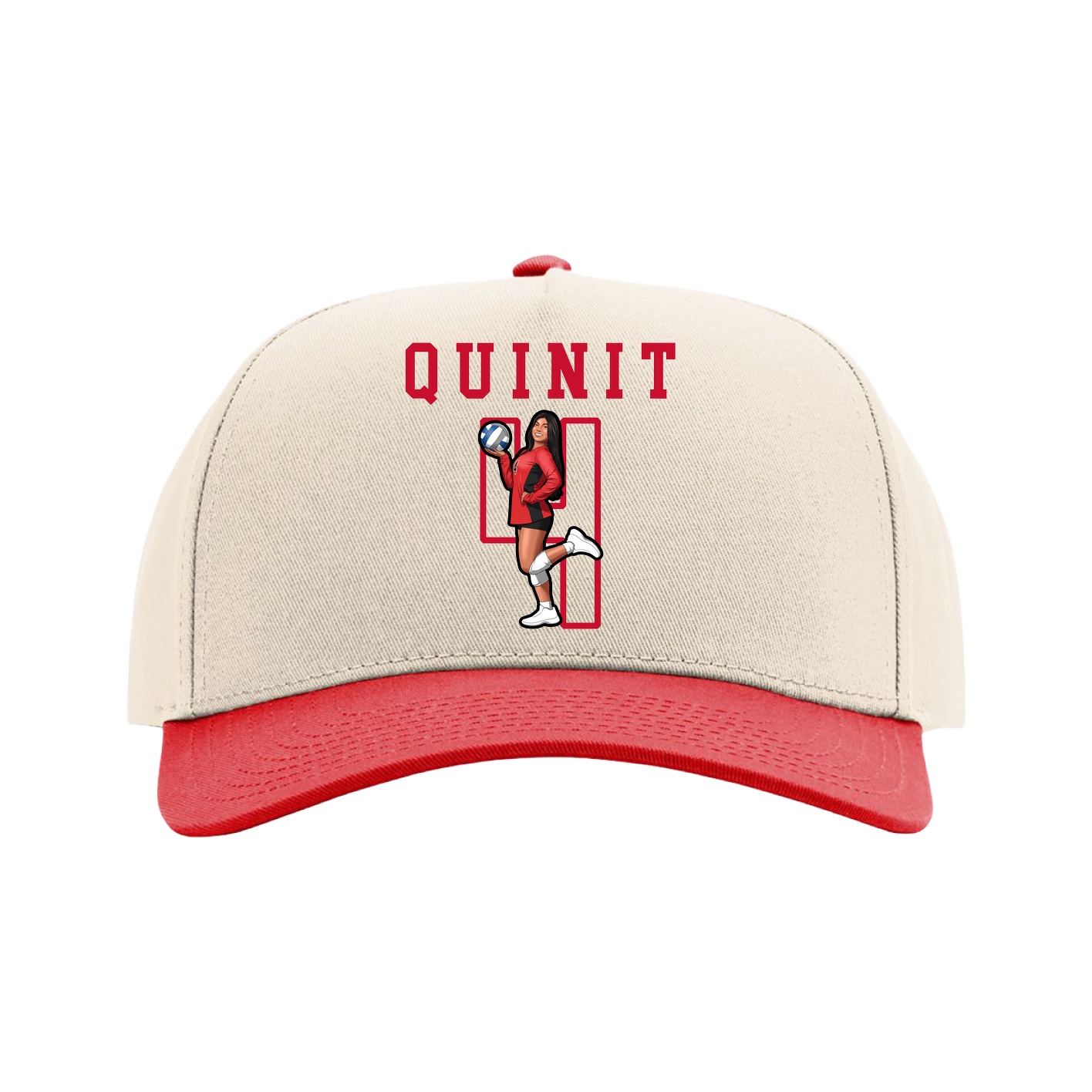 Full Fabric Five-Panel Champ Cap — Shirsey in Cream/Red
