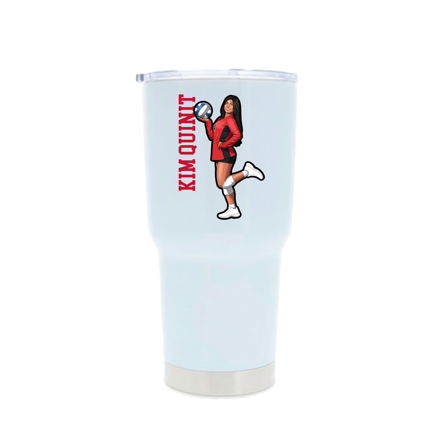 30oz Stainless Steel Tumbler — Name Vertical in White