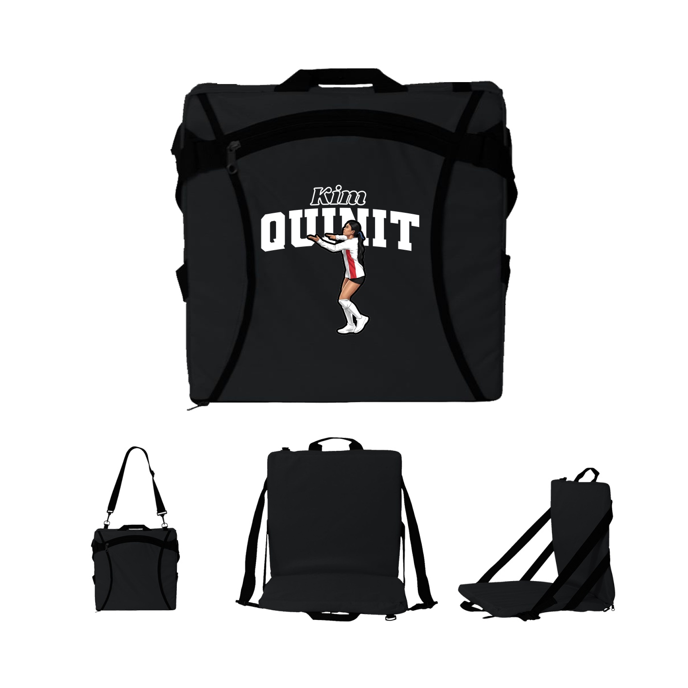 Folding Stadium Seat — Name Arch in Black
