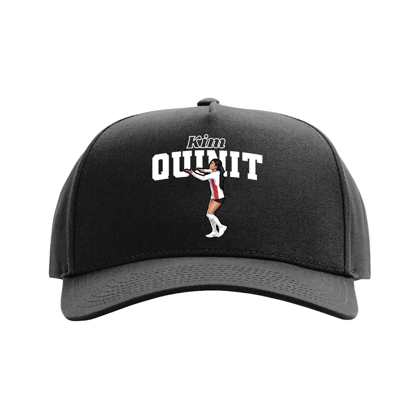 Full Fabric Five-Panel Champ Cap — Name Arch in Black
