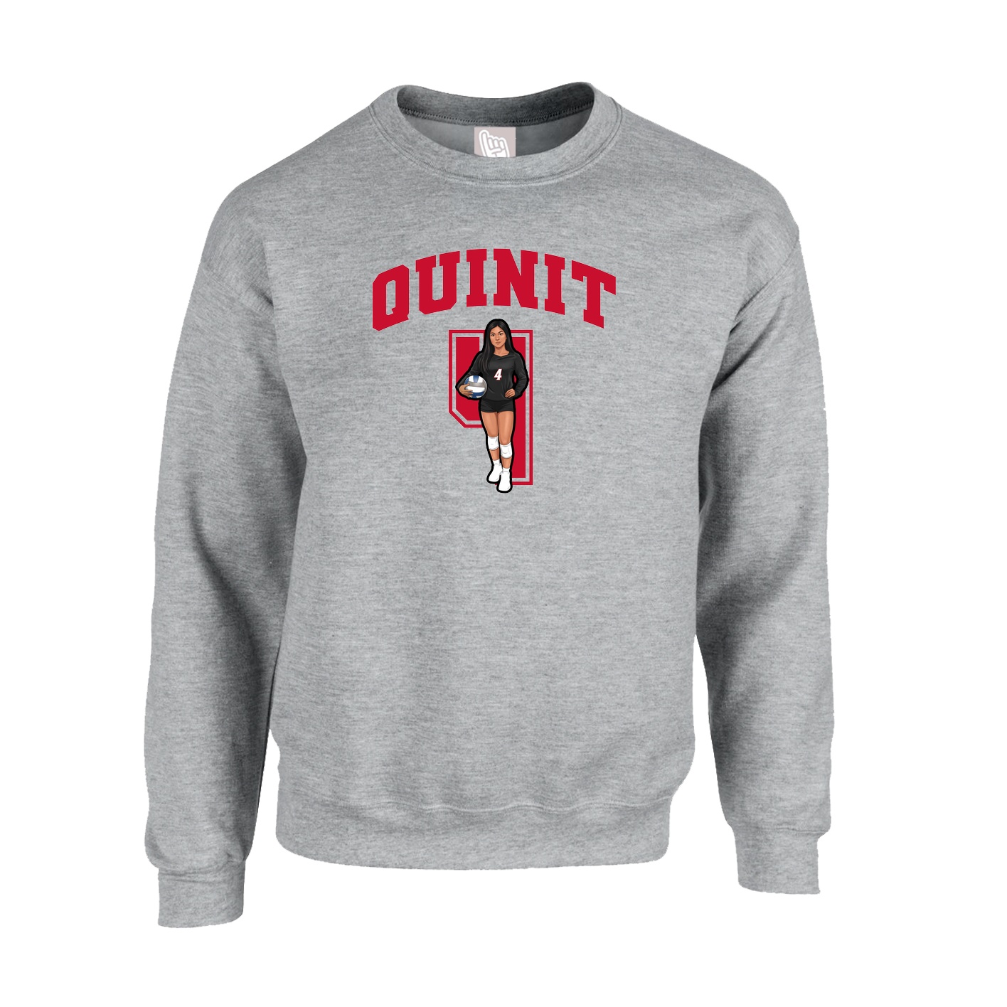 Fleece Crew — Number in Grey