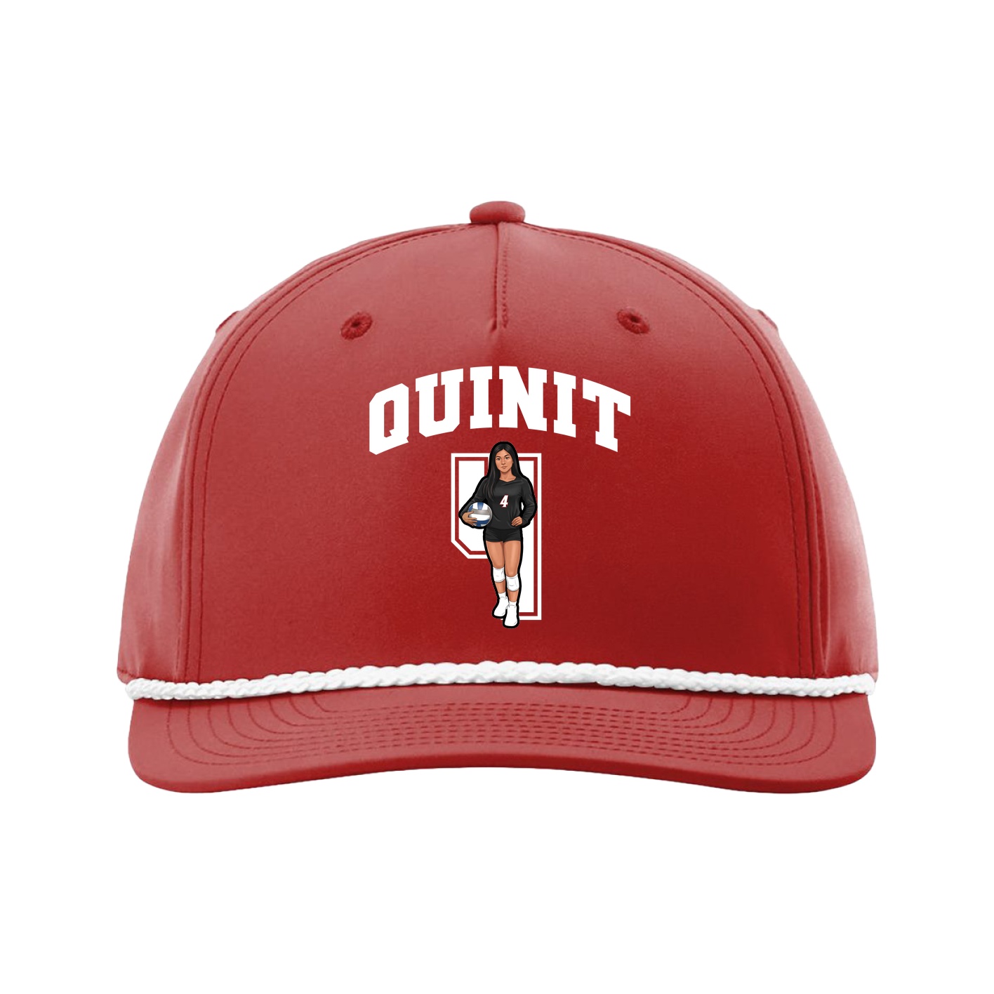 Five-Panel Classic Rope Cap — Number in Red