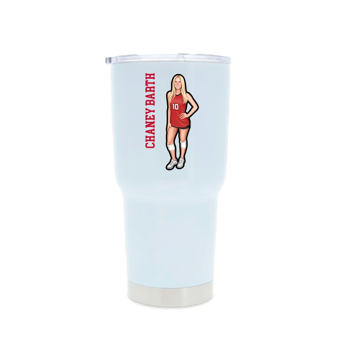30oz Stainless Steel Tumbler — Name Vertical in White